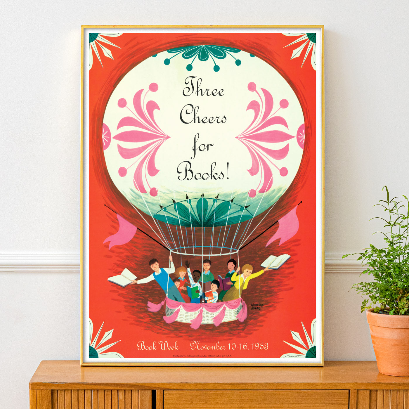 Adrienne Adams Book Week 1963 Poster - 'Three Cheers For Books!'