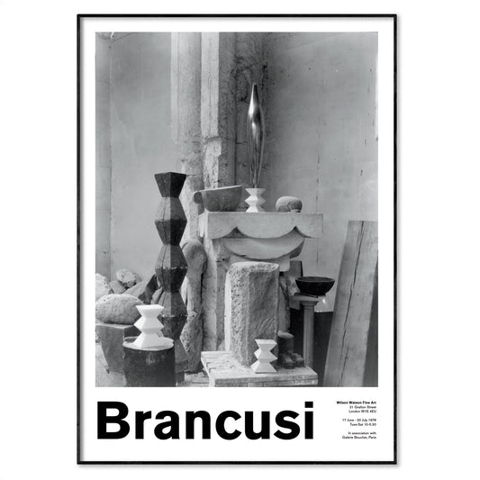 Vintage-style 1978 Constantin Brancusi Exhibition Poster featuring Edward Steichen's photograph of Brancusi's sculpture studio