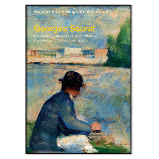 Retro-style art poster featuring Seurat's classic artwork from a Zürich exhibition