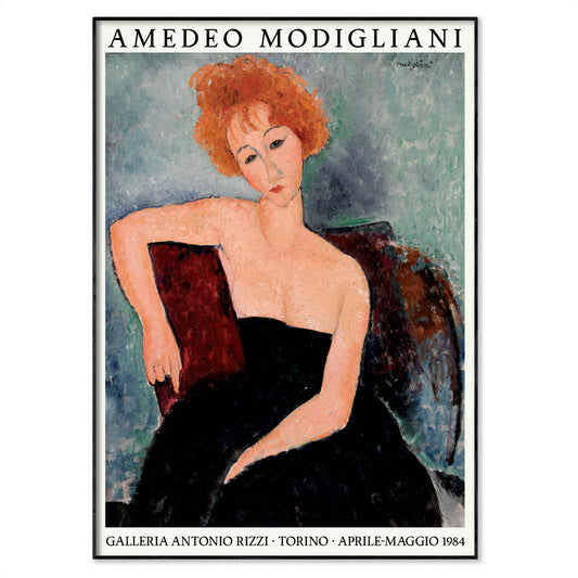 Amedeo Modigliani Exhibition Poster - 'Portrait of the Red-Headed Woman' 1918