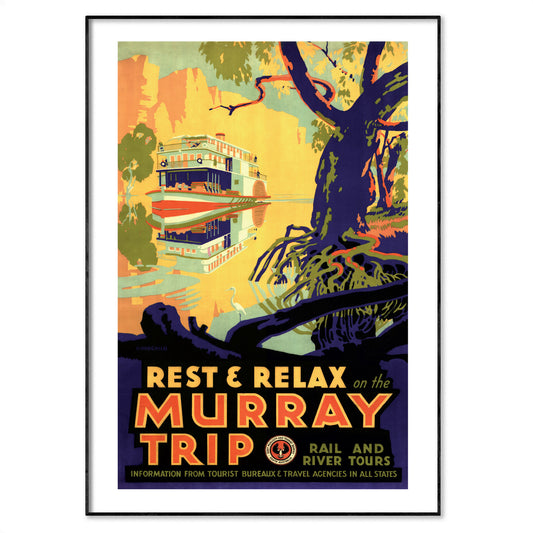 Vintage Australia Travel Poster - Rest And Relax On The Murray Trip
