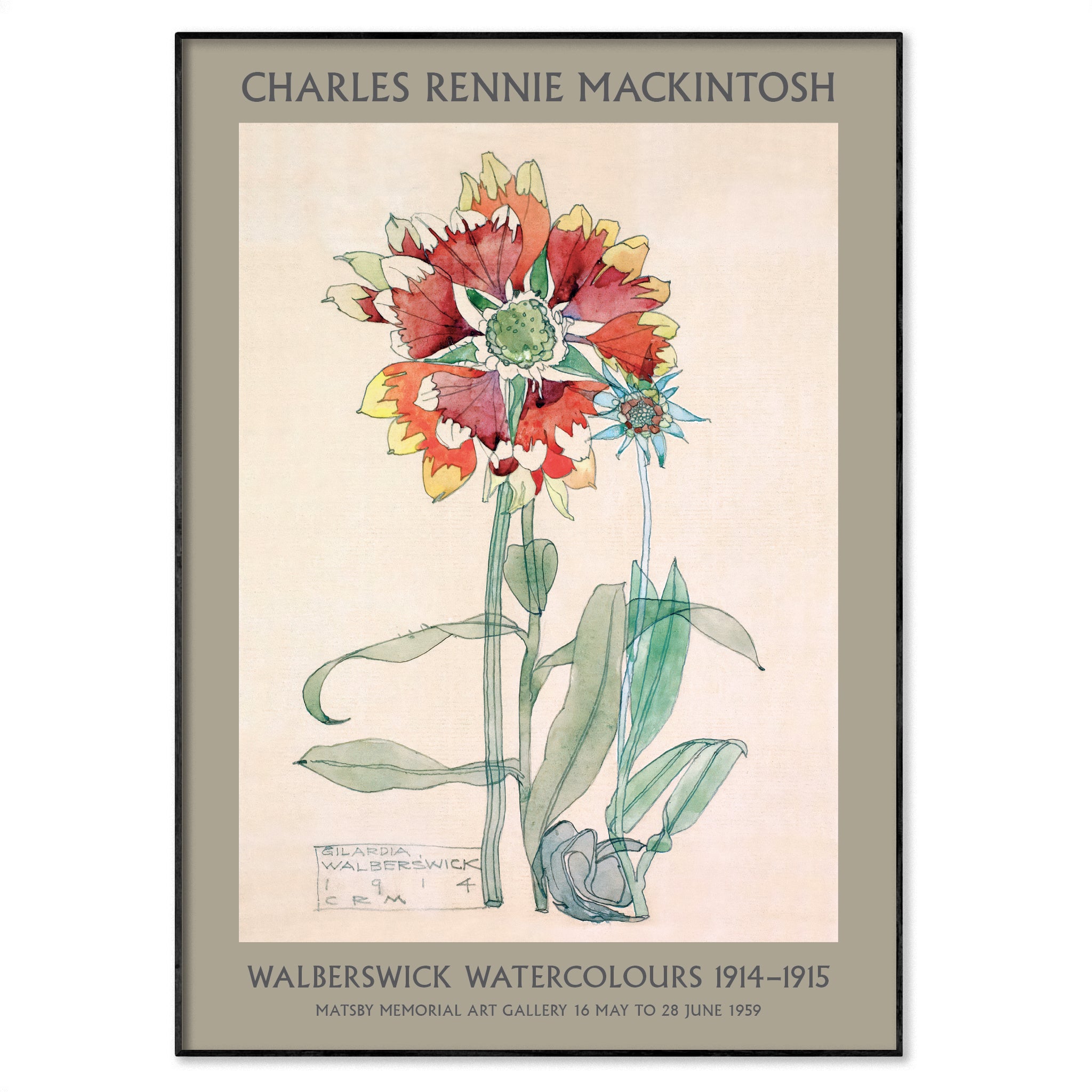 Charles Rennie Mackintosh Walberswick Watercolours Exhibition Poster charles-rennie-mackintosh-walberswick-watercolours-exhibition-poster