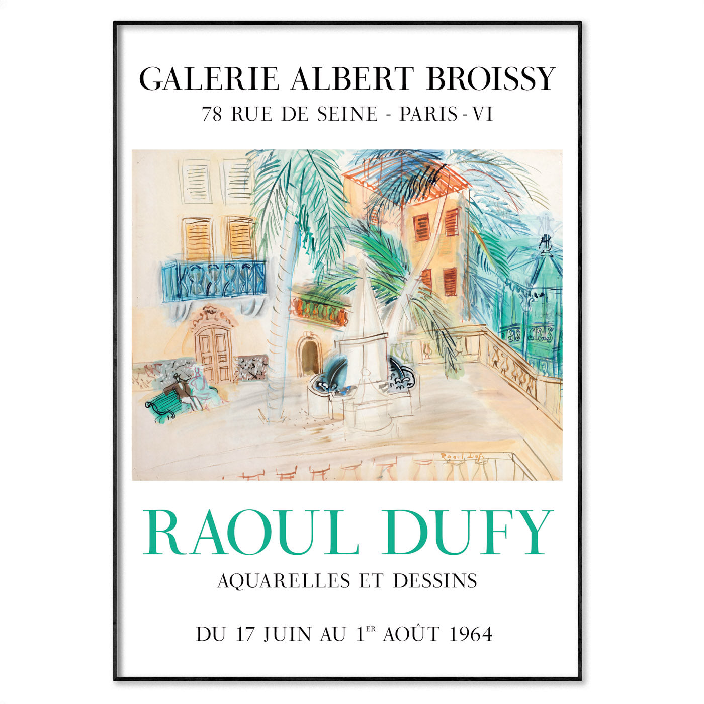 Raoul Dufy 1964 Paris Exhibition Poster - Classic French Art Show Print