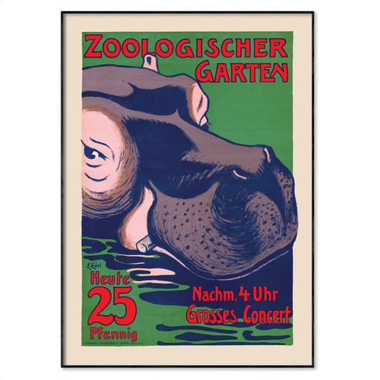 Close-up of Edmund Edel's adapted hippo design from Zoological Garden poster.