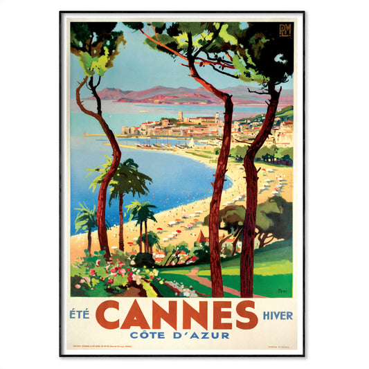 Cannes Côté d'Azur - Été et Hiver - Vintage French Travel Poster