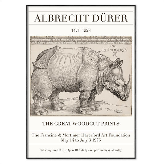 Albrecht Dürer 'The Rhinoceros' 1515 - Iconic Woodcut Wall Art Print