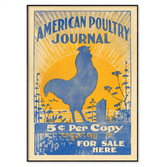American Poultry Journal Cockerel Poster - Vintage Cottagecore Print