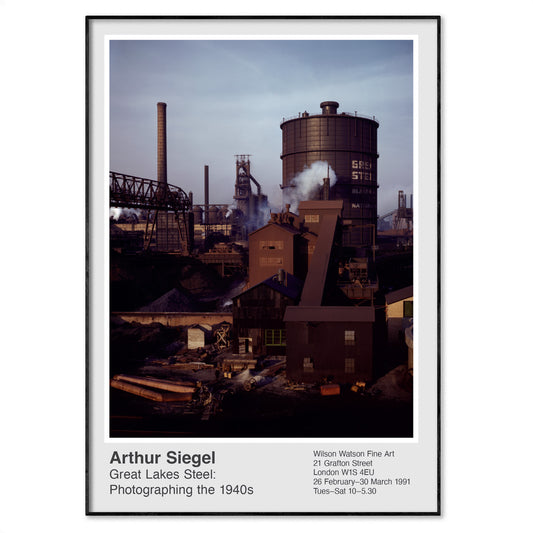Arthur Siegel Vintage-Style Exhibition Poster featuring 1942 photograph of Hanna furnaces at Great Lakes Steel Corporation, Detroit