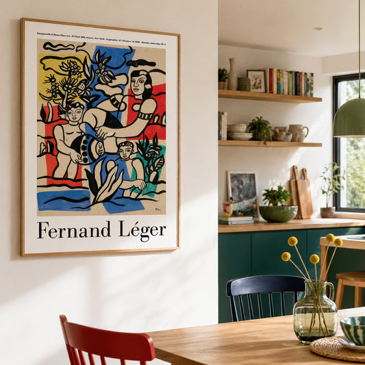 Framed artwork of Fernand Léger in a modern kitchen setting