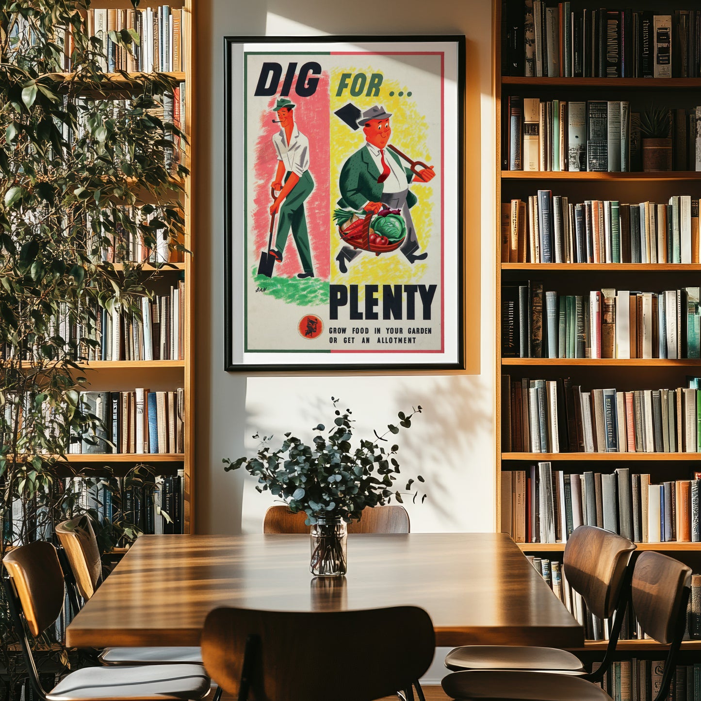WWII 'Dig For Plenty' Vintage Poster - Sustainable Living Art Decor