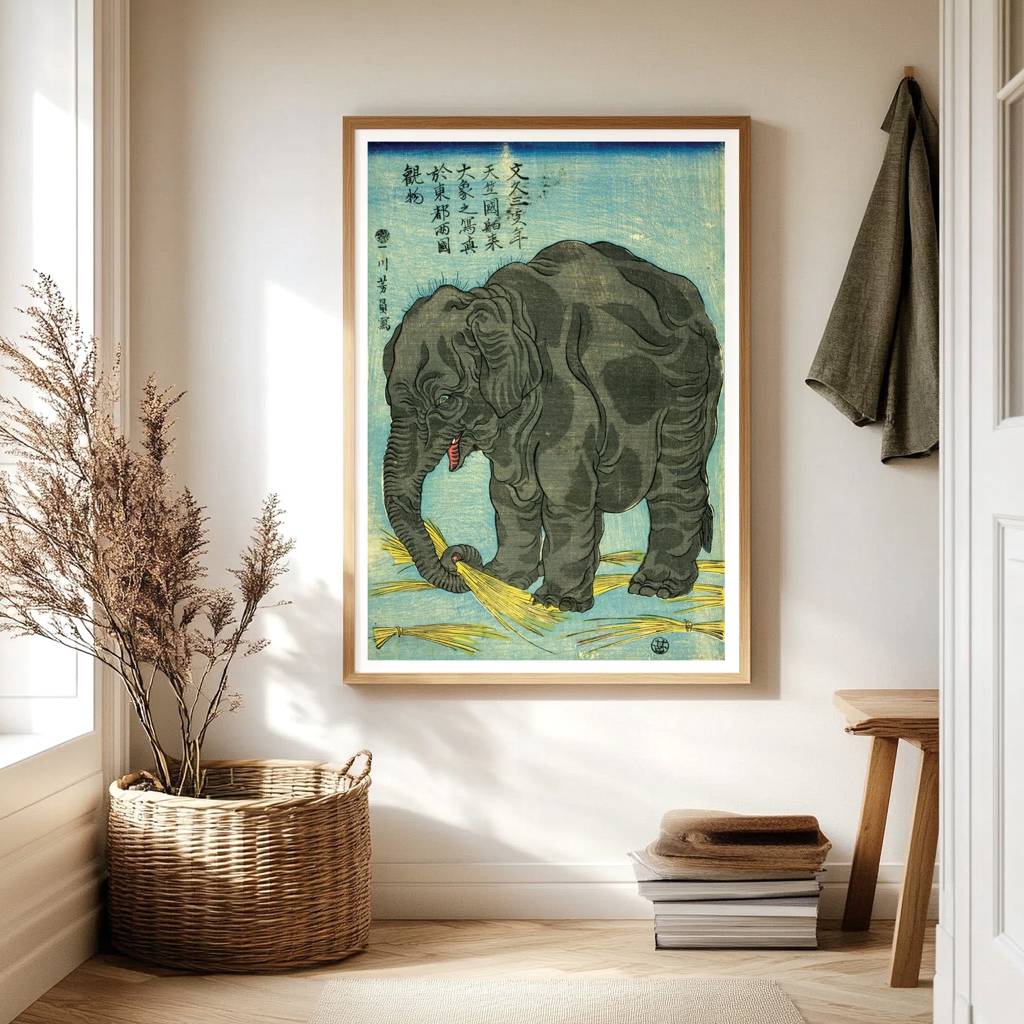 A Large Elephant from India - Print by Utagawa Yoshikazu, 1863