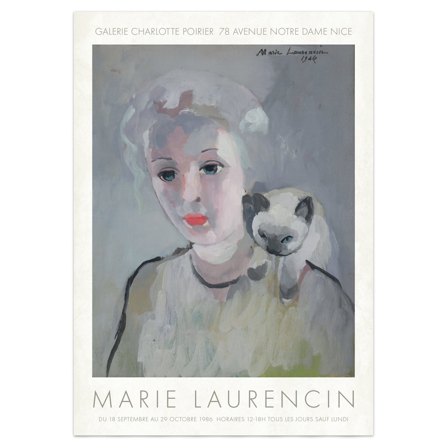 Marie Laurencin Self Portrait with Siamese Cat 1946 oil painting art exhibition poster