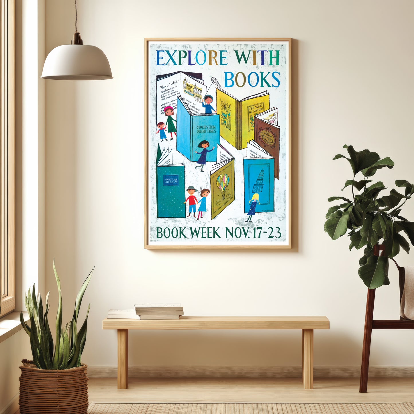 Library Poster - Book Week 1957 - 'Explore With Books'
