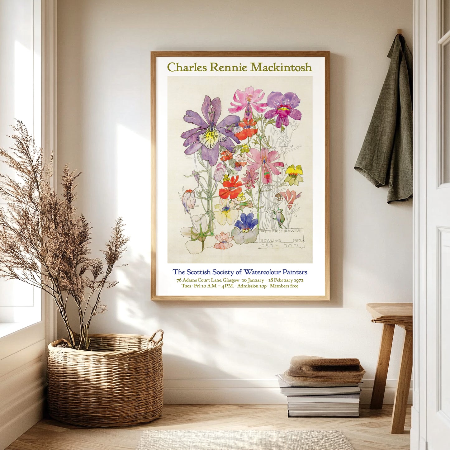 Charles Rennie Mackintosh Exhibition Poster - 'Butterfly Flower' 1912