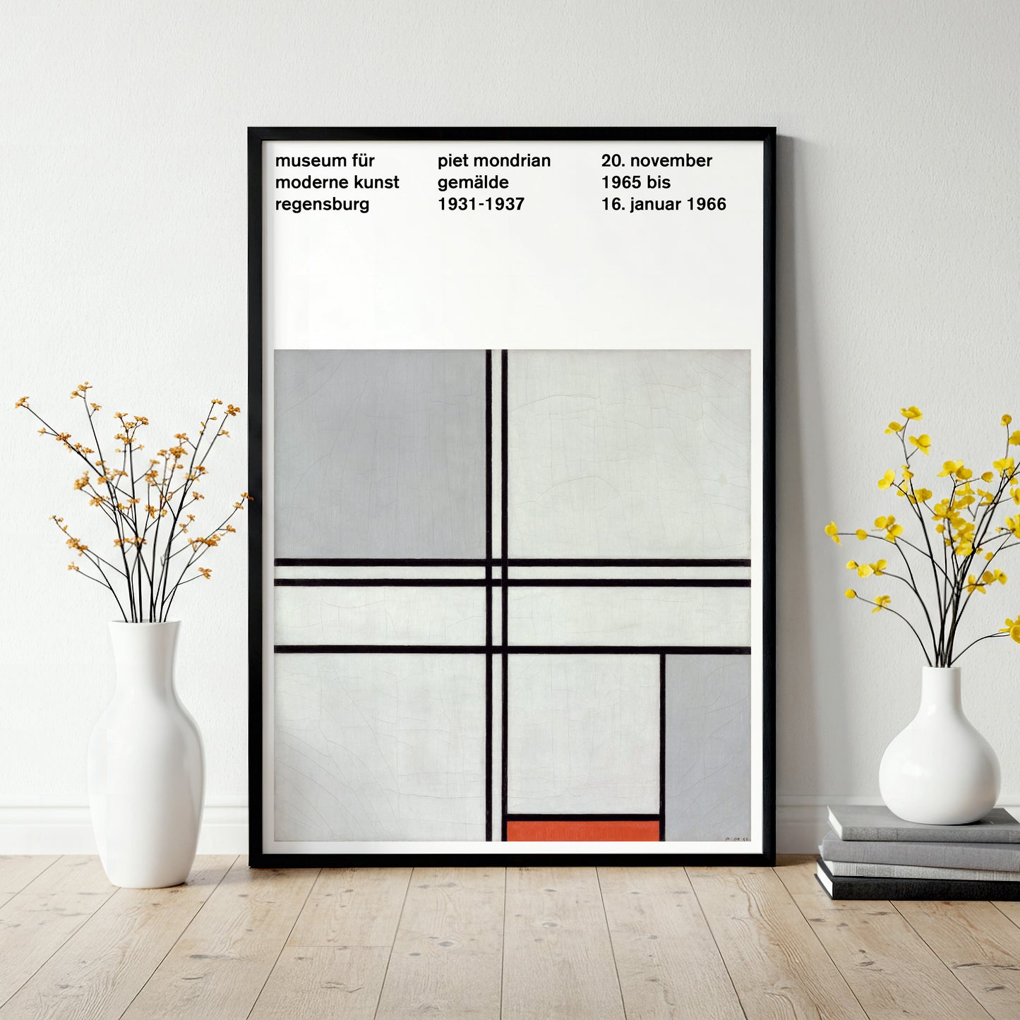 Piet Mondrian Art Exhibition Poster - 'Composition (No. 1) Gray-Red' (1935)
