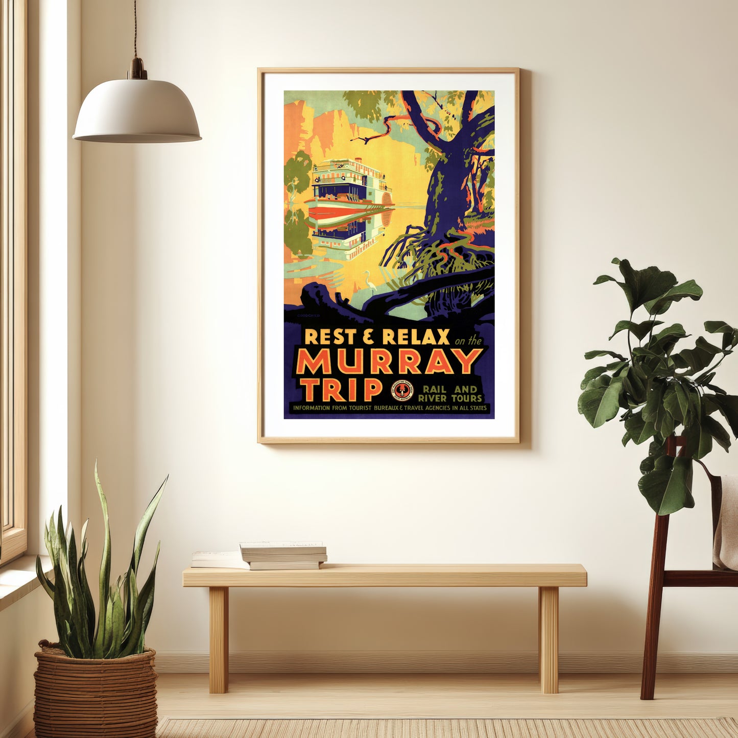 Vintage Australia Travel Poster - Rest And Relax On The Murray Trip