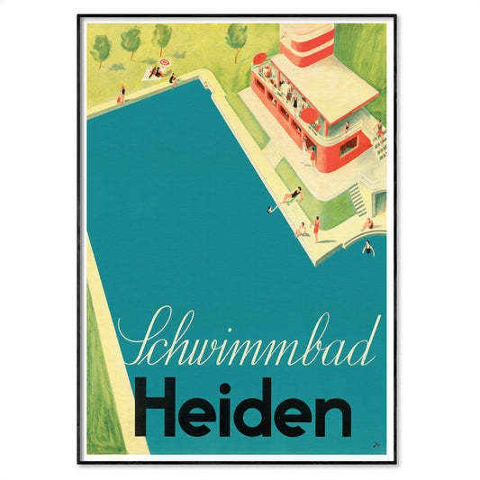 Schwimmbad Heiden: 1930s Swiss Swimming Pool Poster