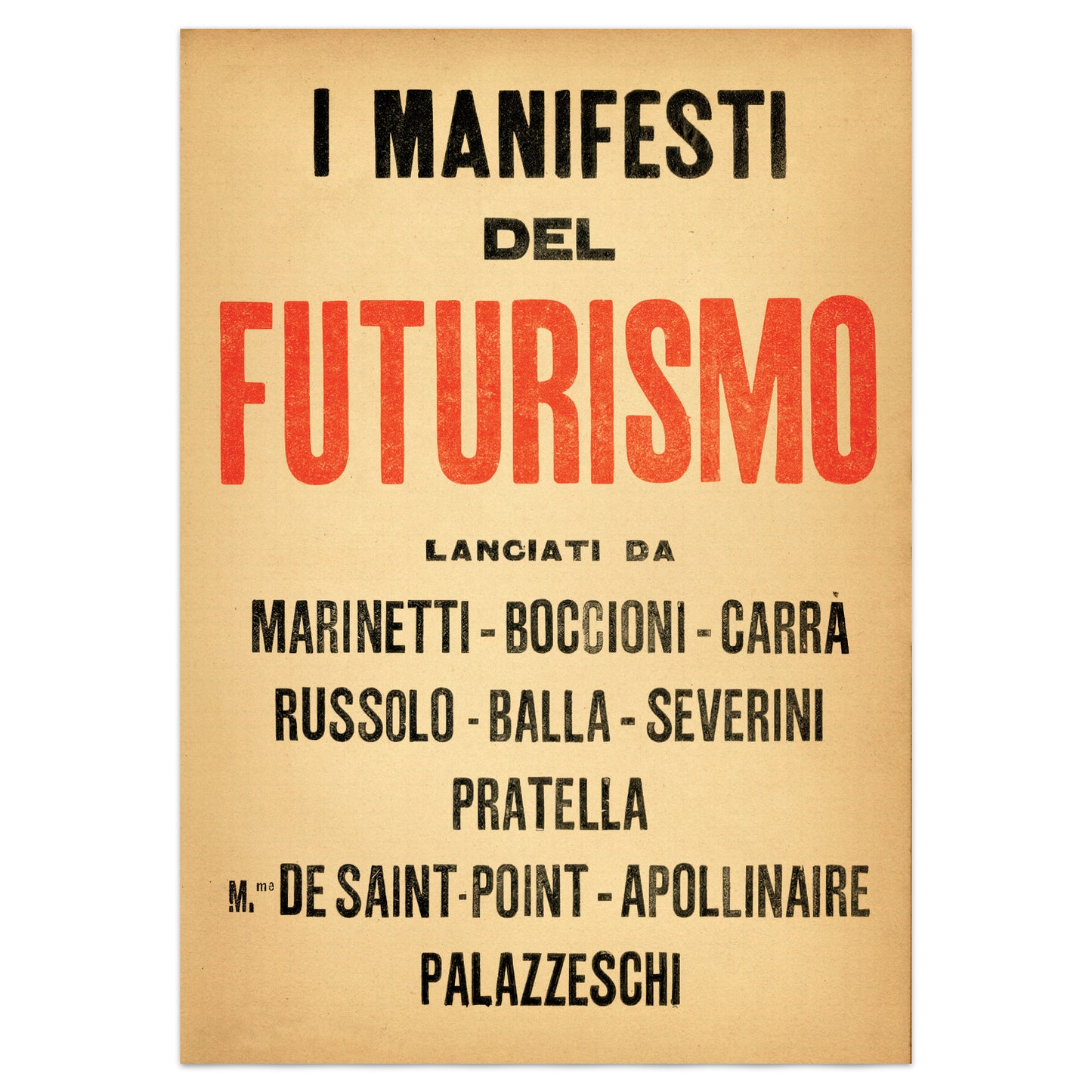 Unframed beige and red Futurist poster ready for modern interiors