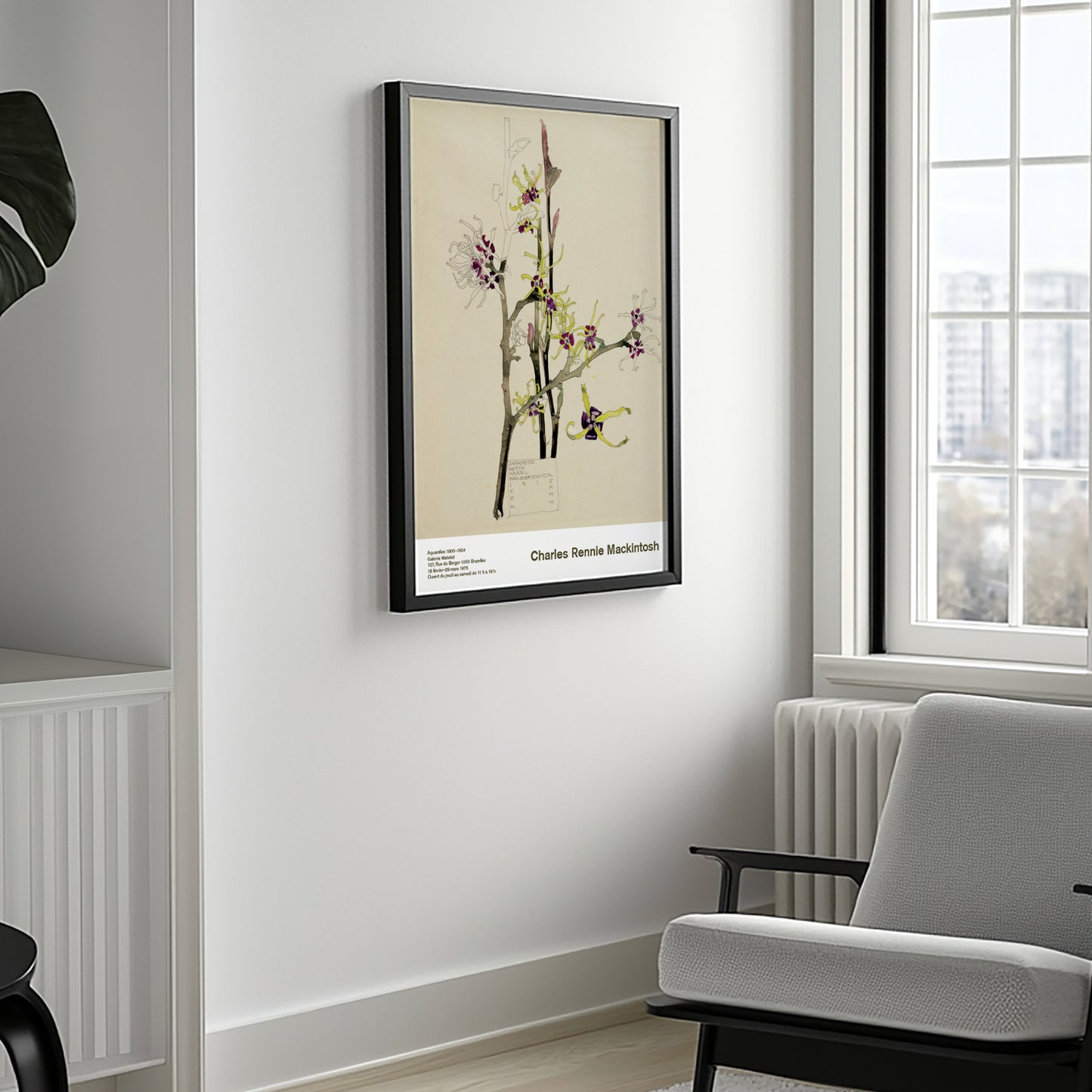 Watercolour and pencil botanical poster by Charles Rennie Mackintosh