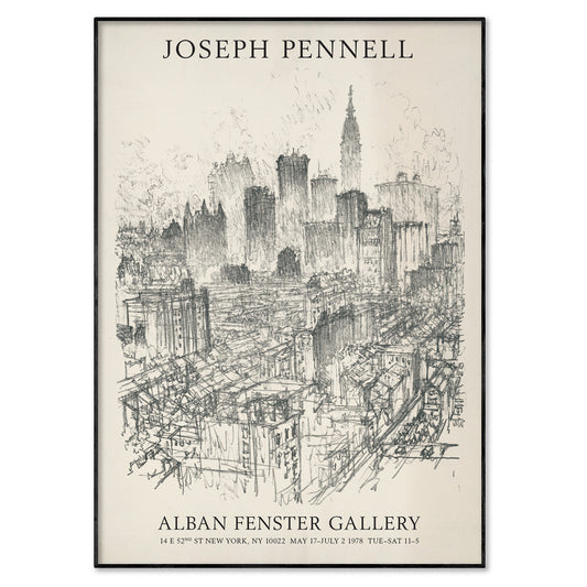 Joseph Pennell Print - New York Skyscrapers Exhibition Poster