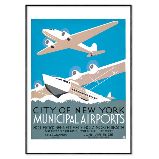 New York City Airports Art Deco Poster