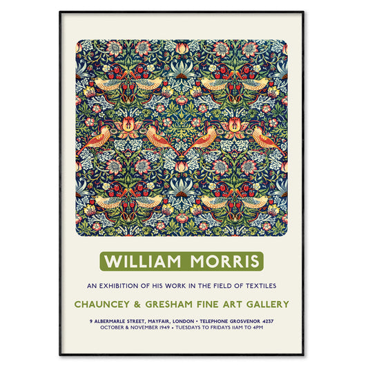 William Morris 'Strawberry Thief' Exhibition Poster Print