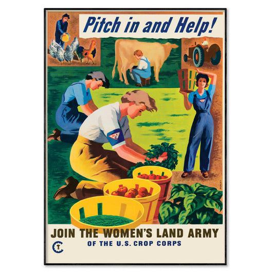Women's Land Army 'Pitch In And Help' WWII Poster