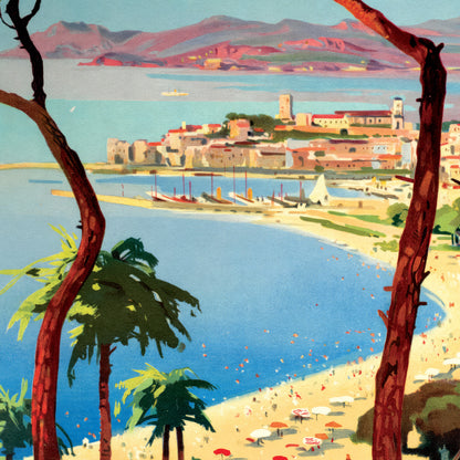 Cannes Côté d'Azur - Été et Hiver - Vintage French Travel Poster