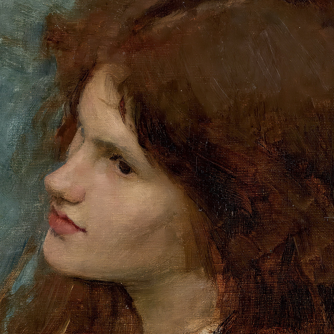 "Head of a Girl" by Sir John William Waterhouse - Pre-Raphaelite Portrait Exhibition Poster