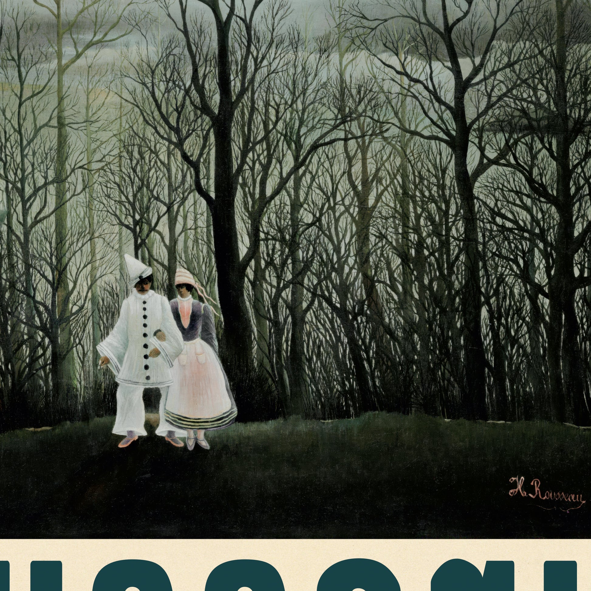 Period-style exhibition poster featuring Henri Rousseau 'Carnival Evening' (1886)