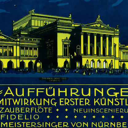 Vintage theatre poster by Hugo Steiner-Prag advertising the Leipzig Stadttheater’s May 1910 festival