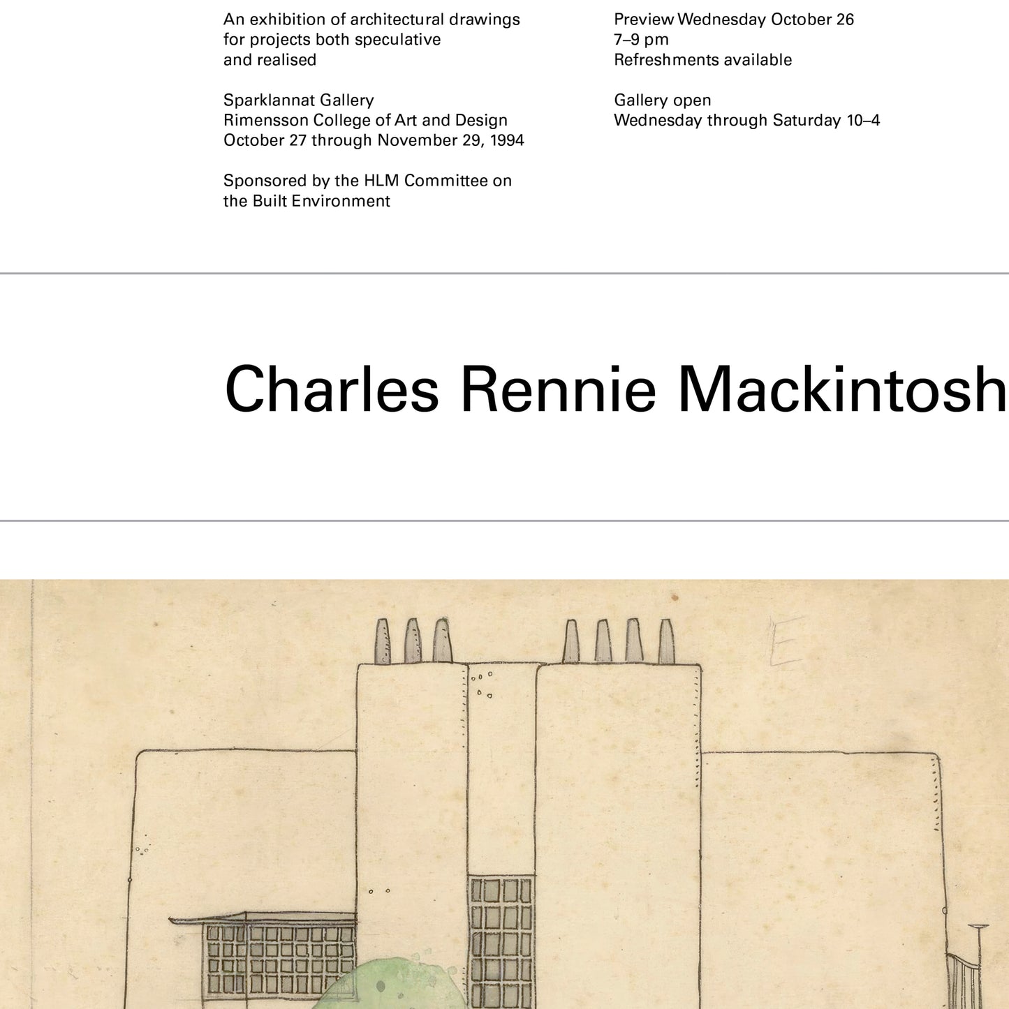 Mackintosh architectural drawing reproduction suitable for modern interiors