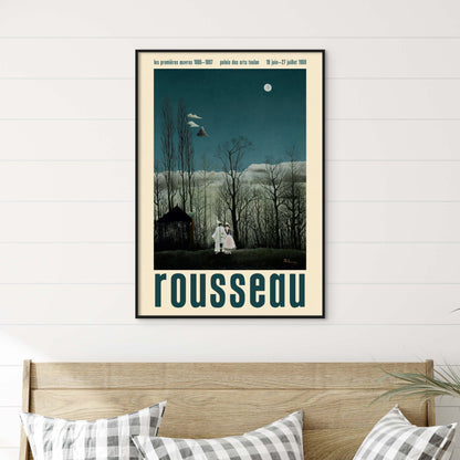 Period-style exhibition poster featuring Henri Rousseau 'Carnival Evening' (1886)