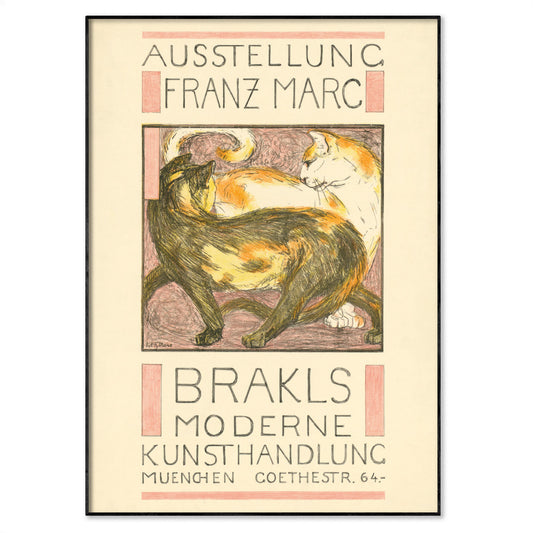 Franz Marc exhibition poster featuring two cats, Brakls Moderne Kunsthandlung 1910