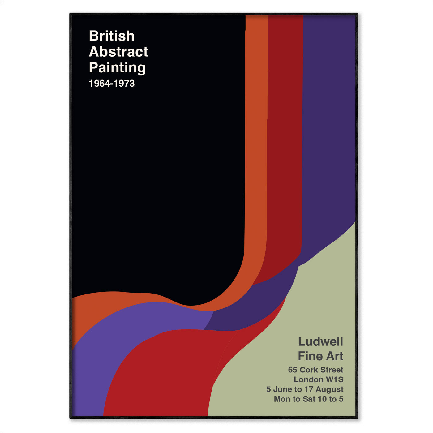 Poster for British Abstract Painting 1964–1973 with bold hard-edged abstract design