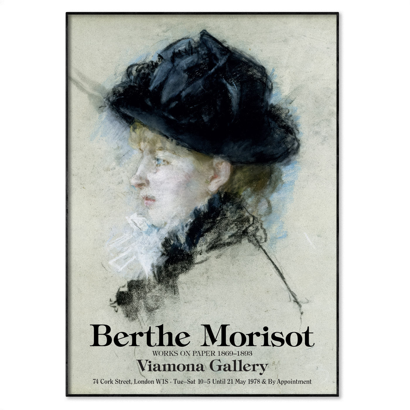 1970s exhibition poster of French Impressionist Berthe Morisot, showcasing her pastel drawings