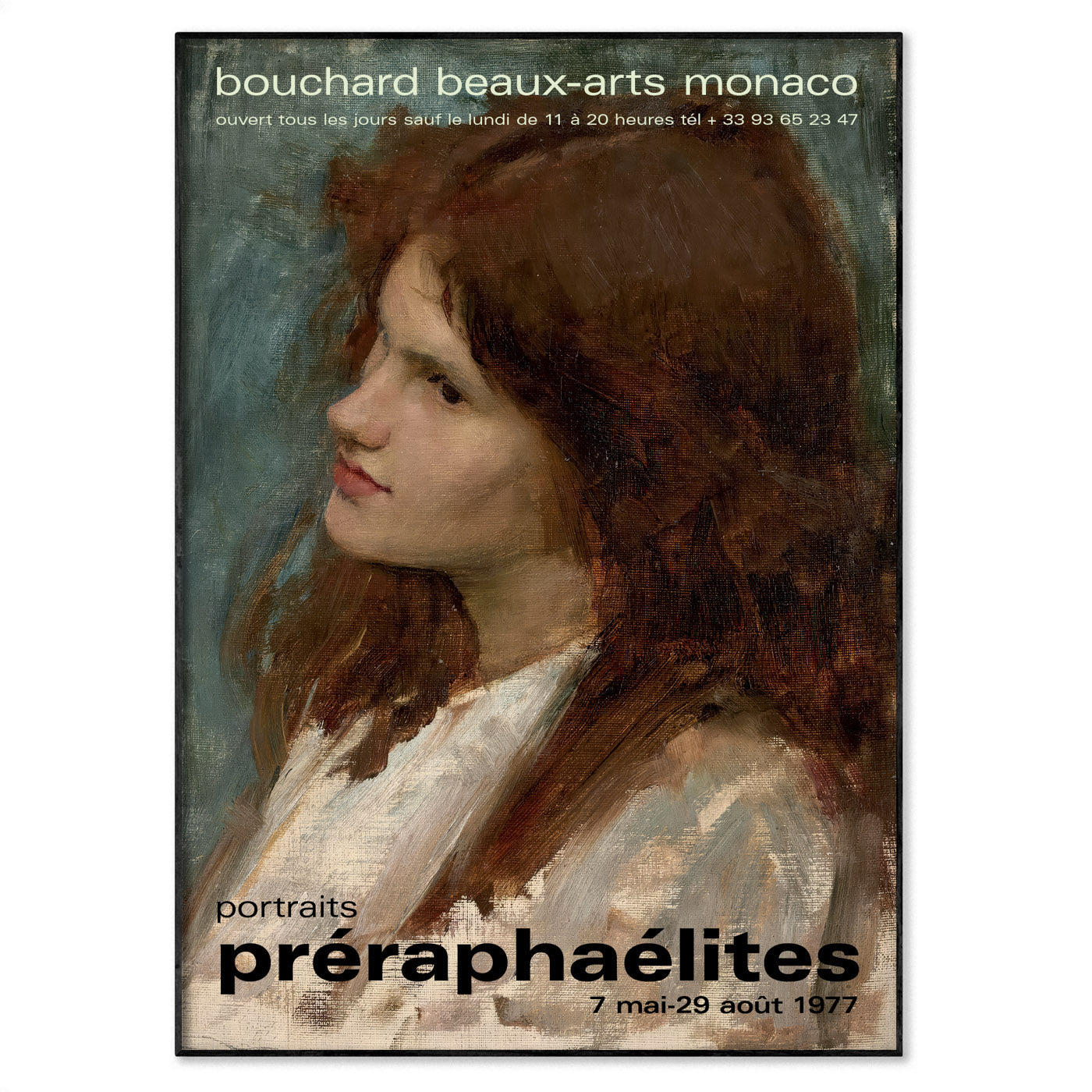 "Head of a Girl" by Sir John William Waterhouse - Pre-Raphaelite Portrait Exhibition Poster