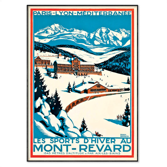 Vintage Mont Revard poster by Roger Broders, 1927, promoting winter sports and alpine resorts