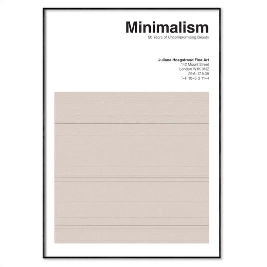 Minimalism Movement Exhibition Poster displayed on a wall