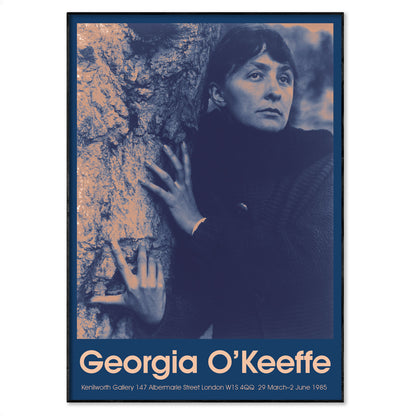 Georgia O’Keeffe poster featuring Alfred Stieglitz’s 1920s photograph, reimagined in a bold 1985 exhibition design