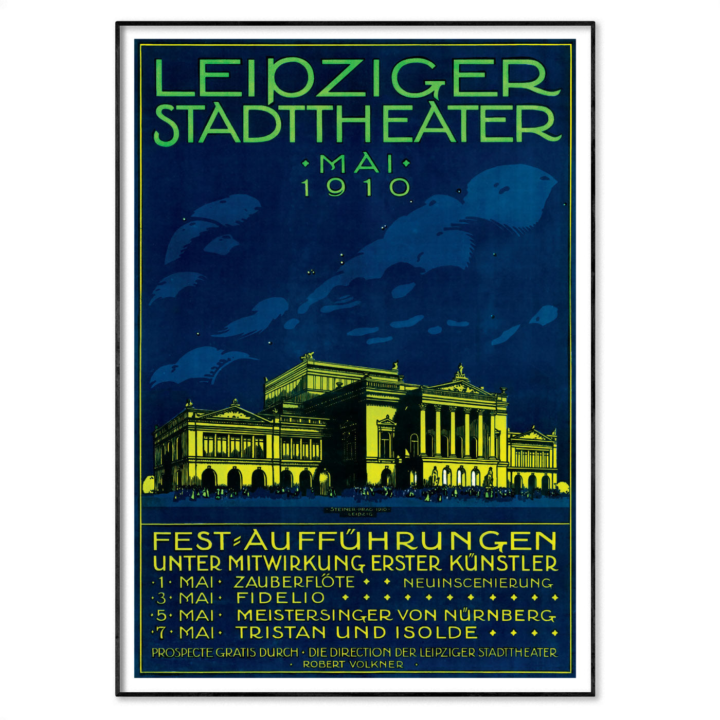 Leipziger Stadttheater poster from 1910 featuring Art Nouveau design and dramatic typography