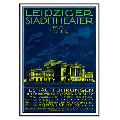 Leipziger Stadttheater poster from 1910 featuring Art Nouveau design and dramatic typography