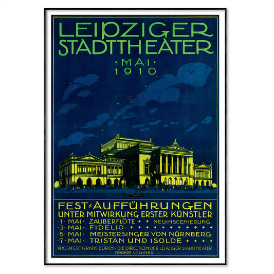 Leipziger Stadttheater poster from 1910 featuring Art Nouveau design and dramatic typography