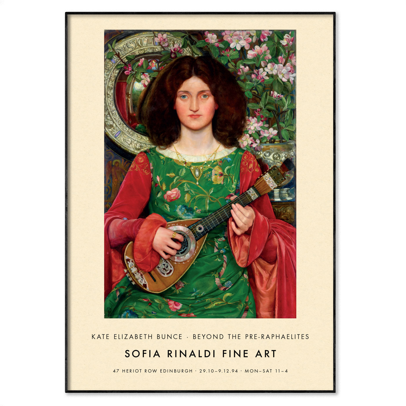 Kate Elizabeth Bunce 'Melody (Musica) Exhibition Poster - Pre-Raphaelite Inspired Arts & Crafts Print