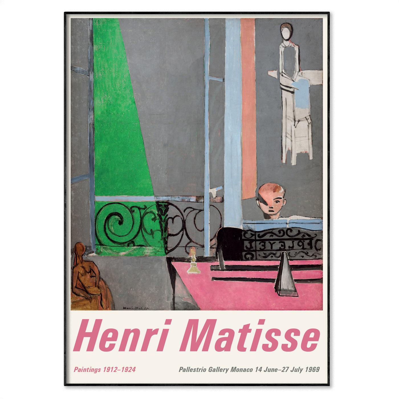 Minimalist gallery-style Matisse exhibition poster with muted tones and bold typography.