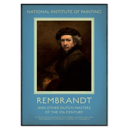 1950s British exhibition poster of Rembrandt and Dutch Masters from the 'National Institute of Painting'.