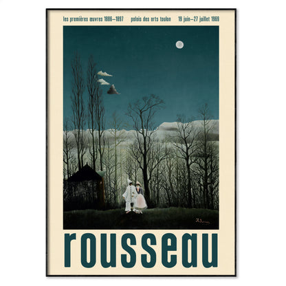 Period-style exhibition poster featuring Henri Rousseau 'Carnival Evening' (1886)