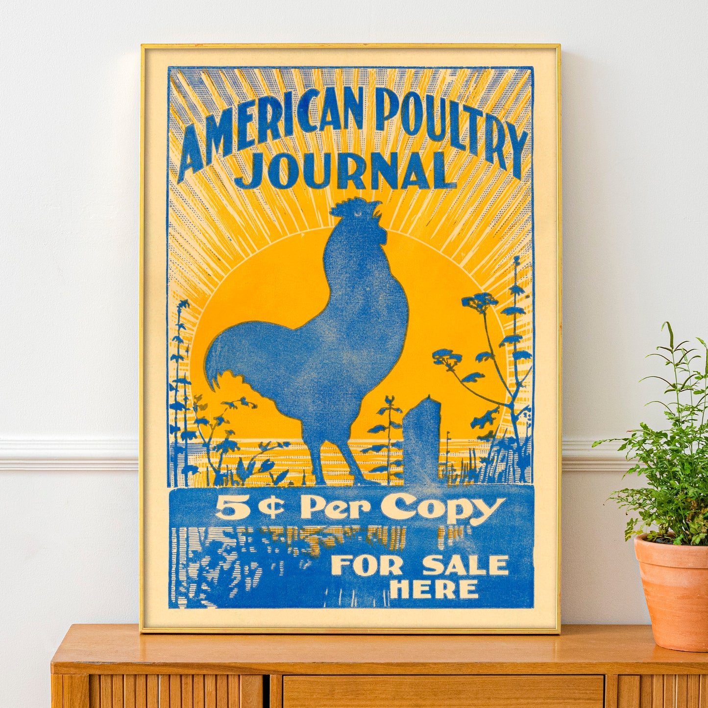 American Poultry Journal Cockerel Poster - Vintage Cottagecore Print