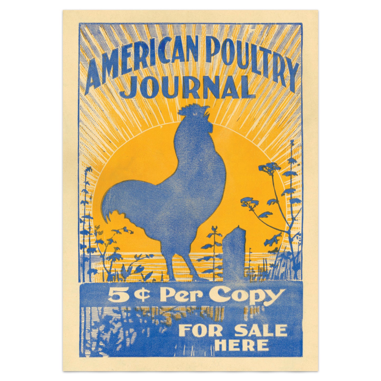 American Poultry Journal Cockerel Poster - Vintage Cottagecore Print
