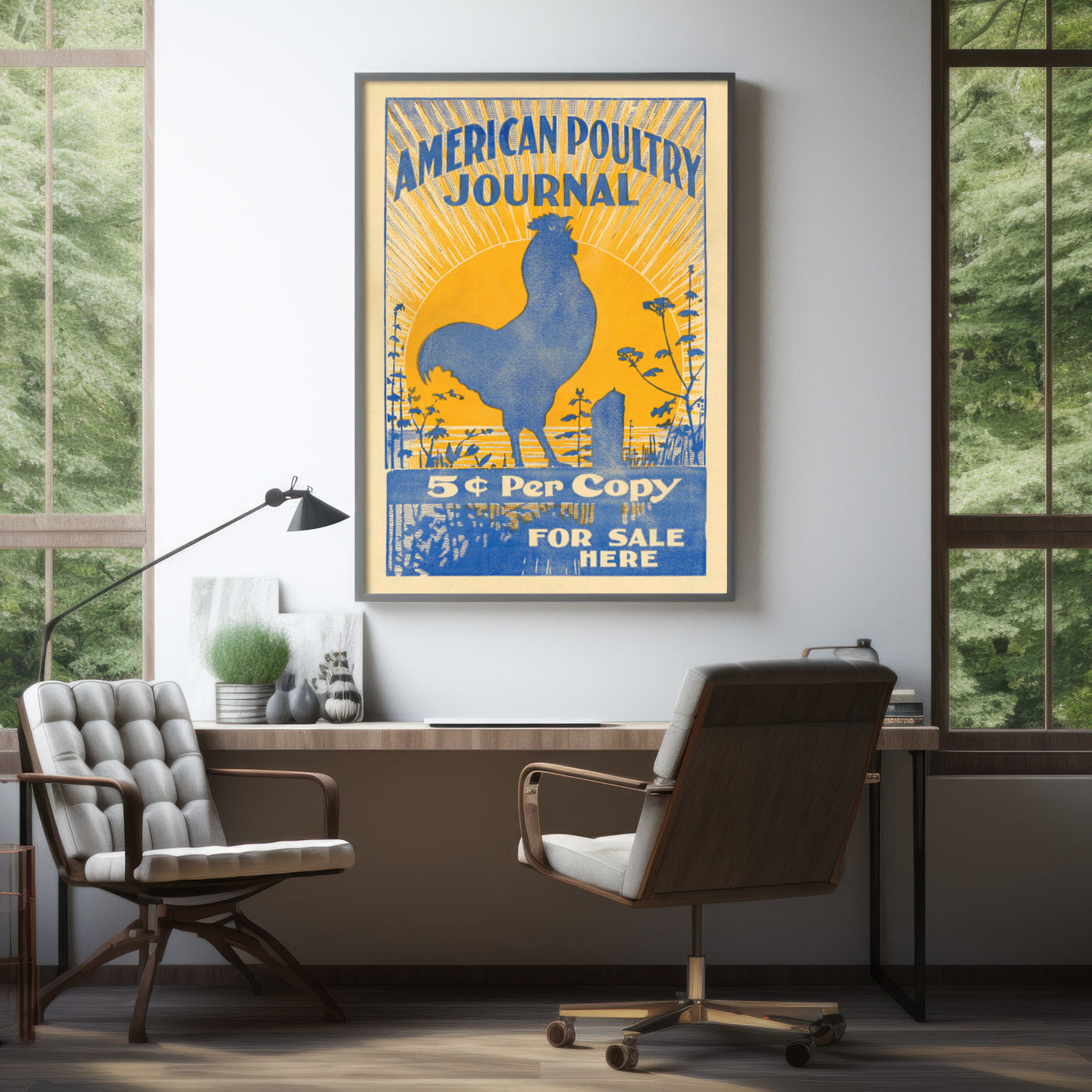 American Poultry Journal Cockerel Poster - Vintage Cottagecore Print